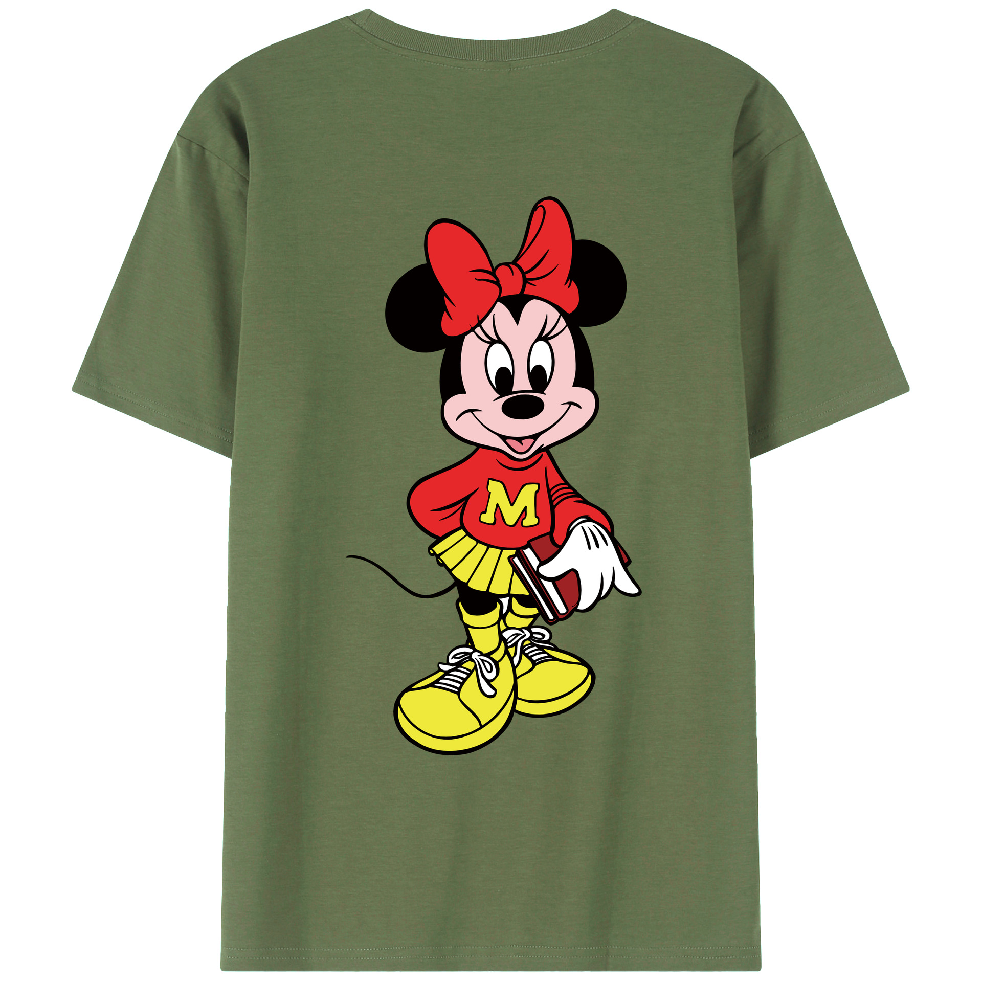 ミッキーマウス Mickey Mouse 綿100％ メンズ半袖Tシャツ（バックプリント） 通気性